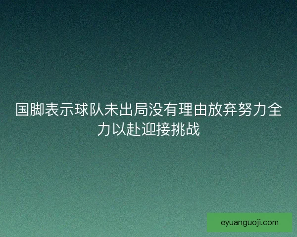 国脚表示球队未出局没有理由放弃努力全力以赴迎接挑战