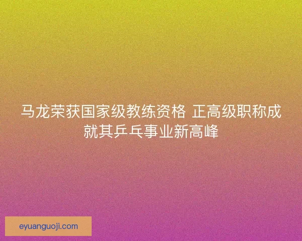 马龙荣获国家级教练资格 正高级职称成就其乒乓事业新高峰